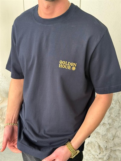 Golden Hour Nakışlı Lacivert Tişört