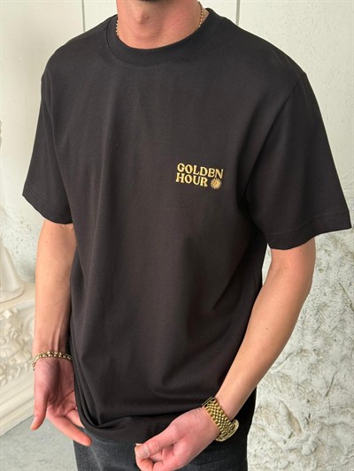 Golden Hour Nakışlı Siyah Tişört