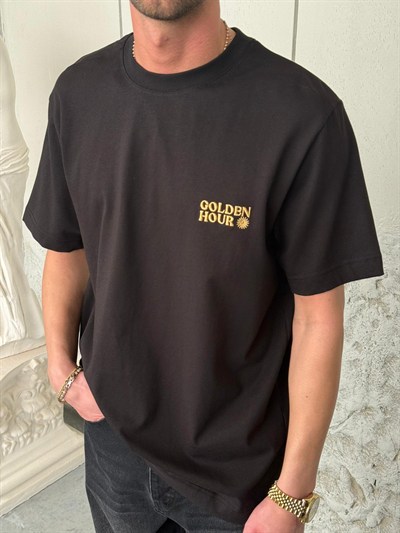 Golden Hour Nakışlı Siyah Tişört