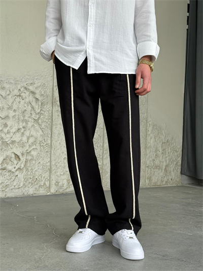 Hasır Şeritli Gıesto Baggy Keten Pantolon