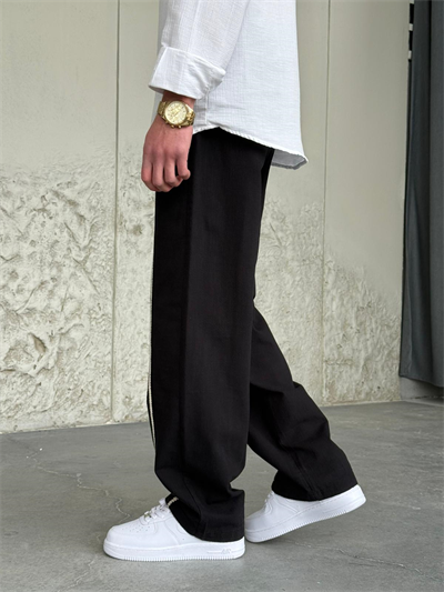 Hasır Şeritli Gıesto Baggy Keten Pantolon