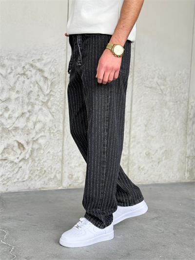 İp Kemer Detaylı Antrasit  Baggy Pantolon