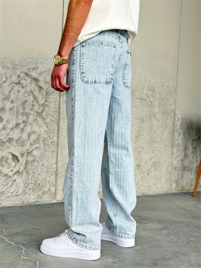 İp Kemer Detaylı Buz Mavi Baggy Pantolon