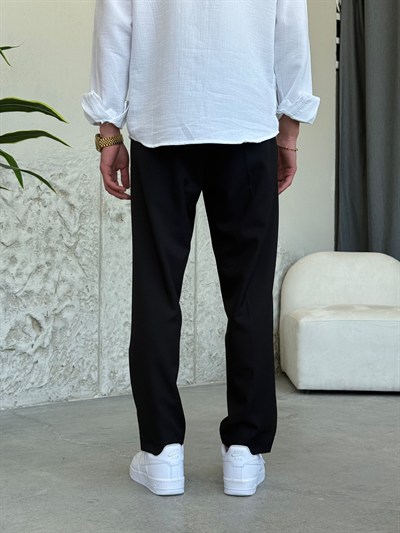 İpli Boyfriend Siyah  Jogger Pantolon