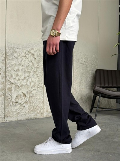 Lacivert Baggy Keten Pantolon