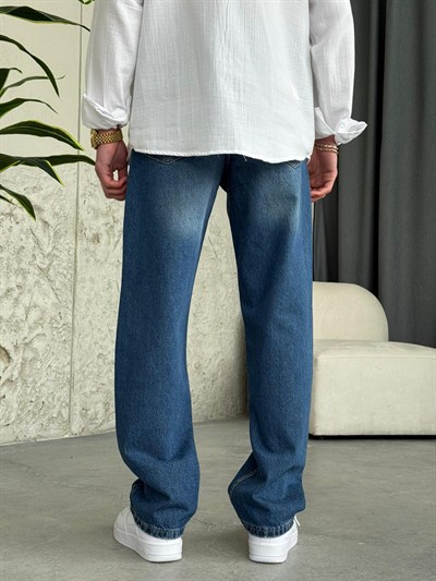 Mavi Baggy Kot Pantolon