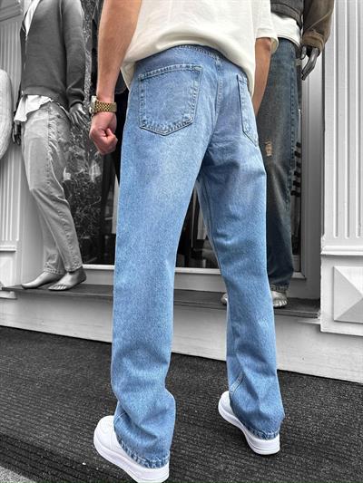 Mavi Yıkamalı Baggy Pantolon