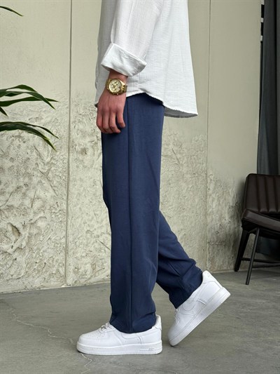 Oysho Yıkamalı Kumaş Lacivert Jogger Pantolon