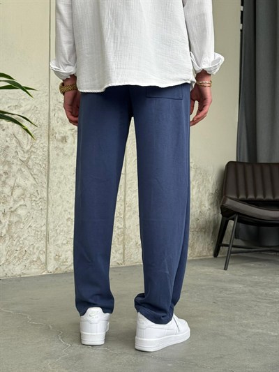 Oysho Yıkamalı Kumaş Lacivert Jogger Pantolon