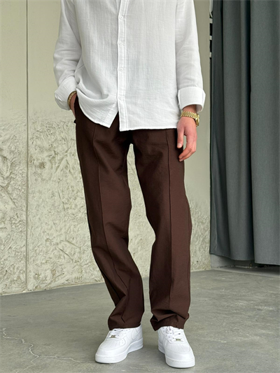 Paraşüt Kumaş Şeritli Kahve Jogger Pantolon