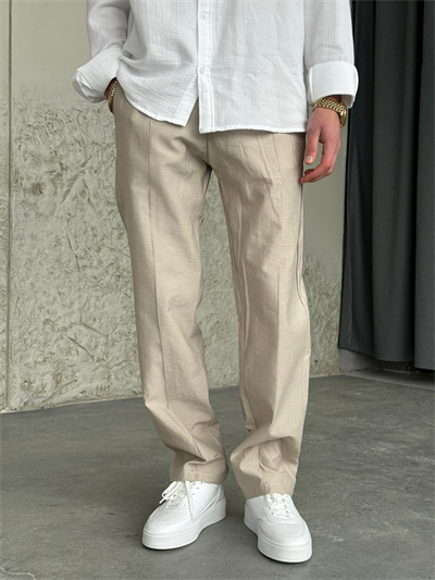 Paraşüt Kumaş Şeritli Krem Jogger Pantolon