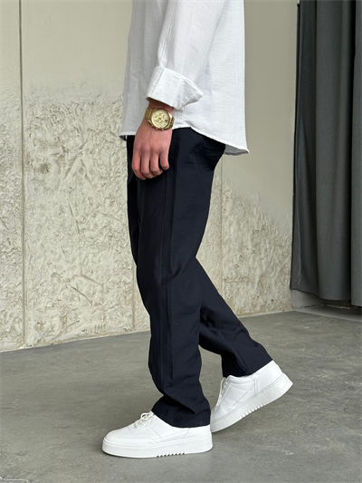 Paraşüt Kumaş Şeritli Lacivert Jogger Pantolon