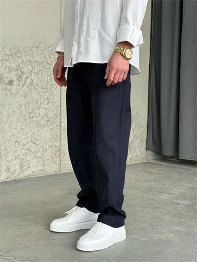 Paraşüt Kumaş Şeritli Lacivert Jogger Pantolon