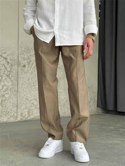 Paraşüt Kumaş Şeritli Toprak Rengi Jogger Pantolon