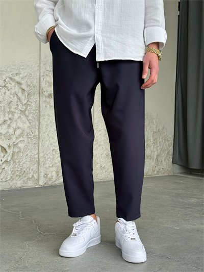 Rahat Kalıp Boyfrıend Lacivert Jogger Pantolon 