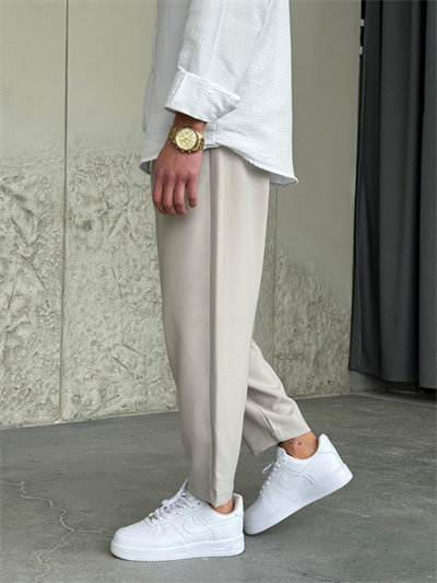 Rahat Kalıp Boyfrıend Taş Rengi Jogger Pantolon