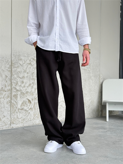 Siyah Gabardin Baggy Pantolon 