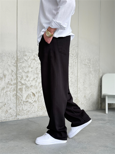 Siyah Gabardin Baggy Pantolon 