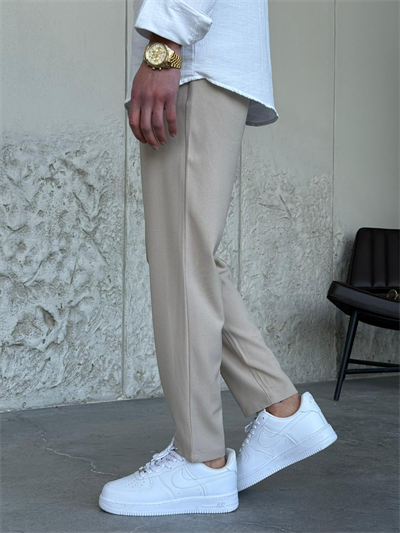Slim Fit Krem Kumaş Pantolon 