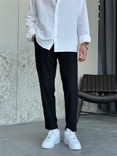 Slim Fit Siyah Kumaş Pantolon 