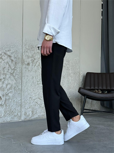 Slim Fit Siyah Kumaş Pantolon 