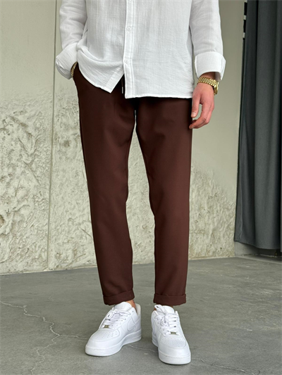 Slimfit Double Paça Kahve Jogger Pantolon