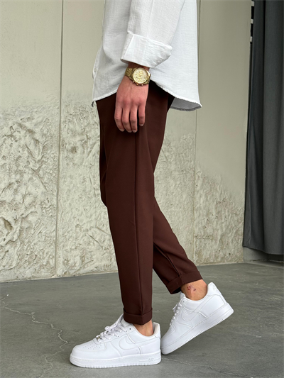 Slimfit Double Paça Kahve Jogger Pantolon