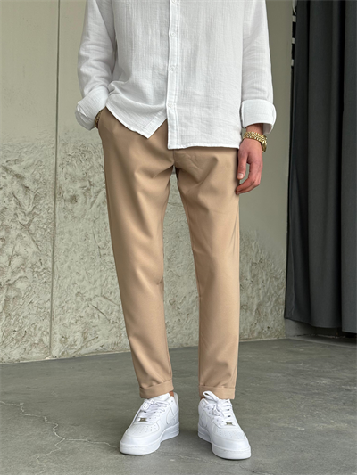 Slimfit Double Paça Krem Jogger Pantolon