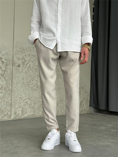 Slimfit Double Paça Taş Rengi Jogger Pantolon