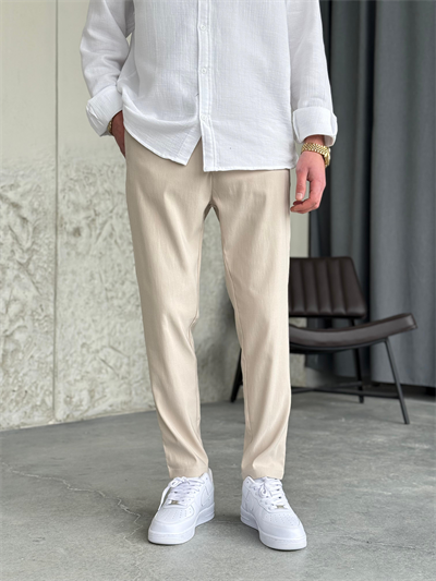 Slimfit Likralı Jogger Krem Pantolon 