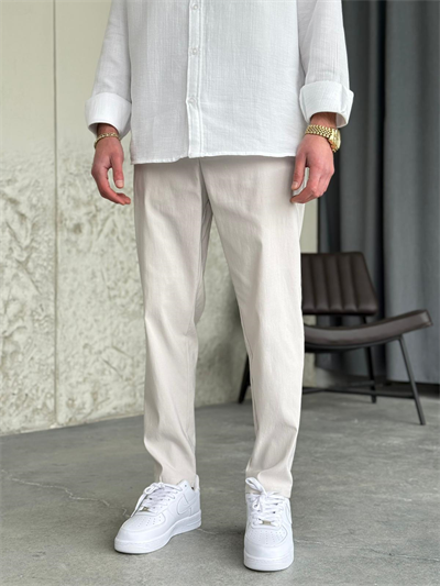 Slimfit Likralı Taş Rengi Jogger Pantolon