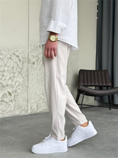 Slimfit Likralı Taş Rengi Jogger Pantolon