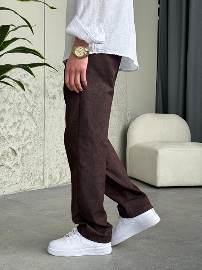 Straight Fit Koyu Kahve Pantolon 
