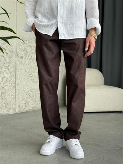 Straight Fit Koyu Kahve Pantolon 