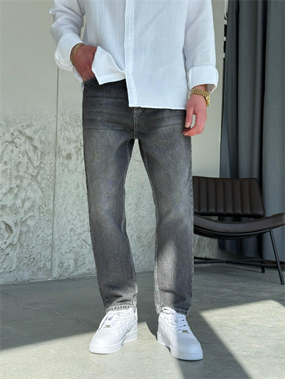 Taşlamalı Gri Boyfrıend Pantolon 