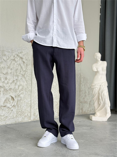 Tensel Kumaş Lacivert Regular Kalıp Pantolon 