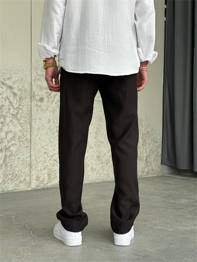 Tensel Kumaş Siyah Regular Kalıp Pantolon