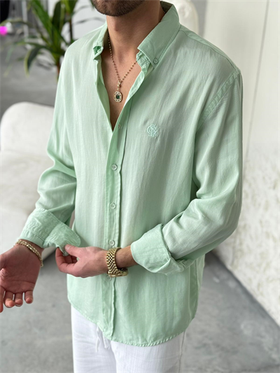 Tensel Kumaş Su Yeşili Oversıze Gömlek