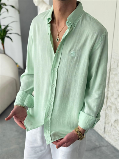 Tensel Kumaş Su Yeşili Oversıze Gömlek