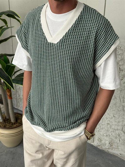 Yeşil Beyaz Noktalı Süveter