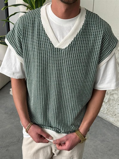 Yeşil Beyaz Noktalı Süveter