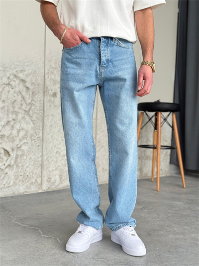 Yıkamalı Mavi Baggy Kot Pantolon