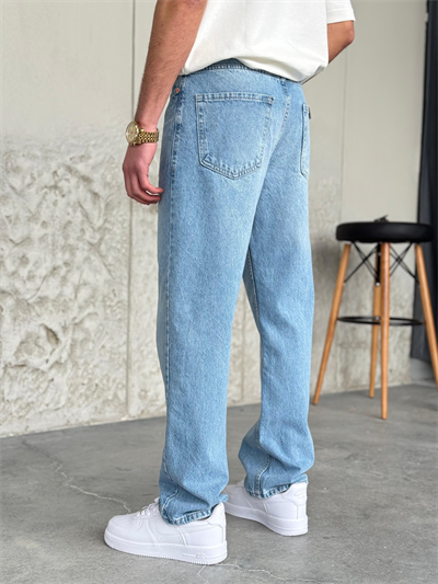 Yıkamalı Mavi Baggy Kot Pantolon