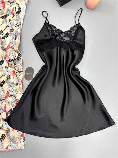 Alya Saten Gecelik Set ( Kemer Dahil )
