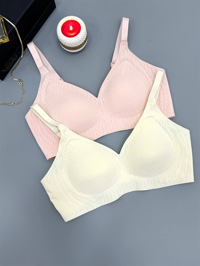 Desenli Soft Lazer Kesim 2li Sütyen Set
