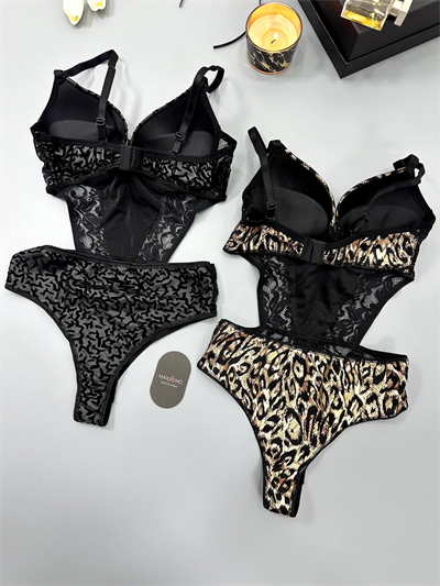 Gold & Black Leopar Bodysuit ( 2li Set )