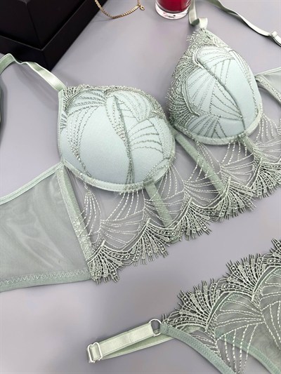Levvina Mint Yeşili Büstiyer Takım