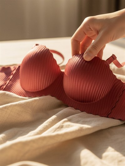 Mercan Kırmızısı Lazer Kesim Dikişsiz Push Up Sütyen