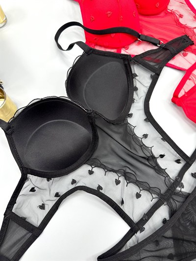 Midnight Love / Destekli 2li Bodysuit Set 