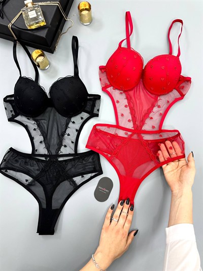 Midnight Love / Destekli 2li Bodysuit Set 